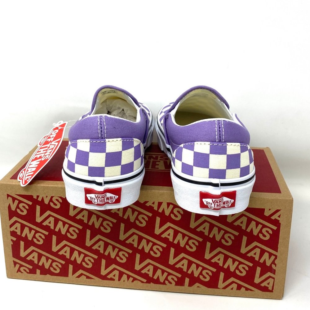 VANS Sneaker Men's VN0A33TB9HM Classic Slip On Checkerboard Chalk Violet White - Picture 5 of 10